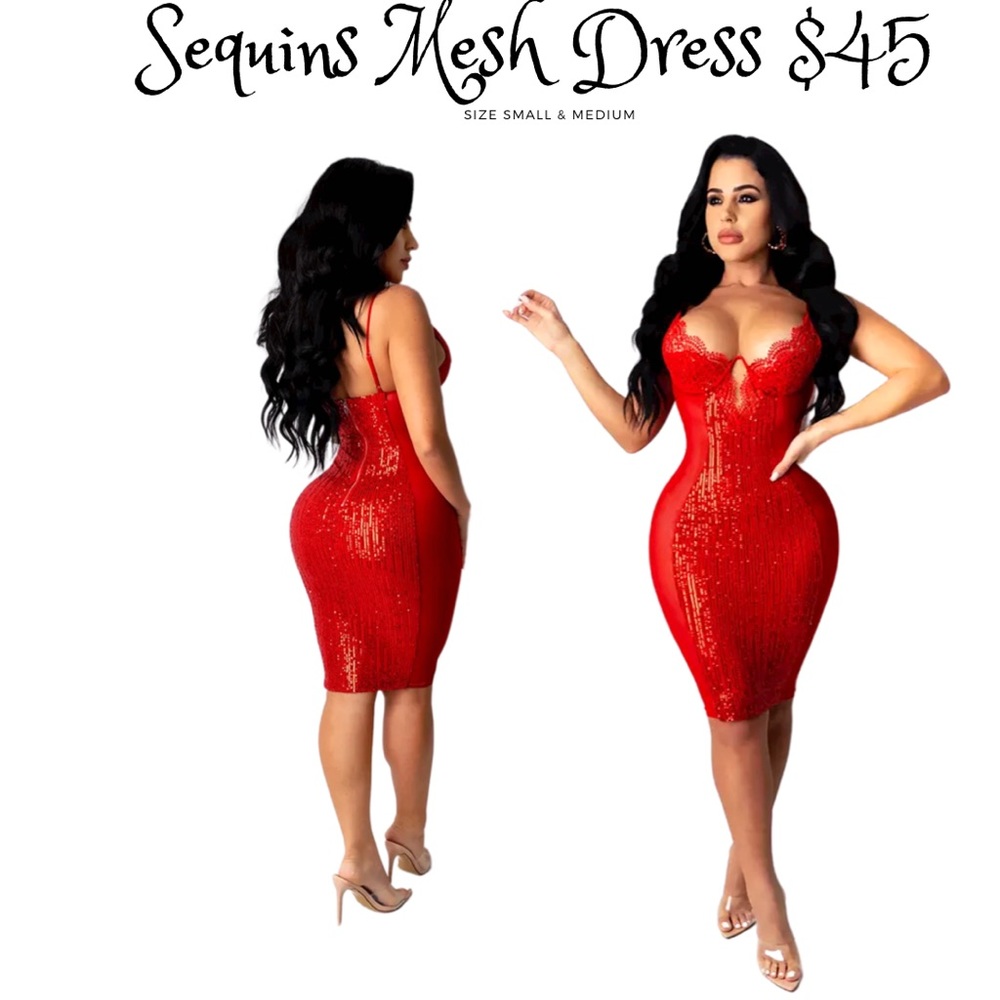 Sequins Mesh Dress